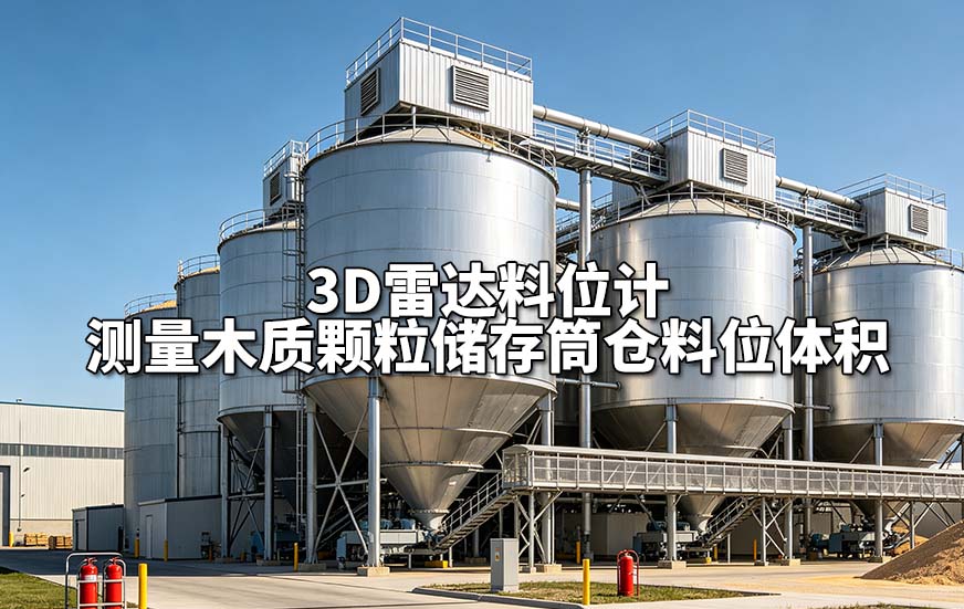 3D雷达料位计测量木质颗粒储存筒仓料位体积