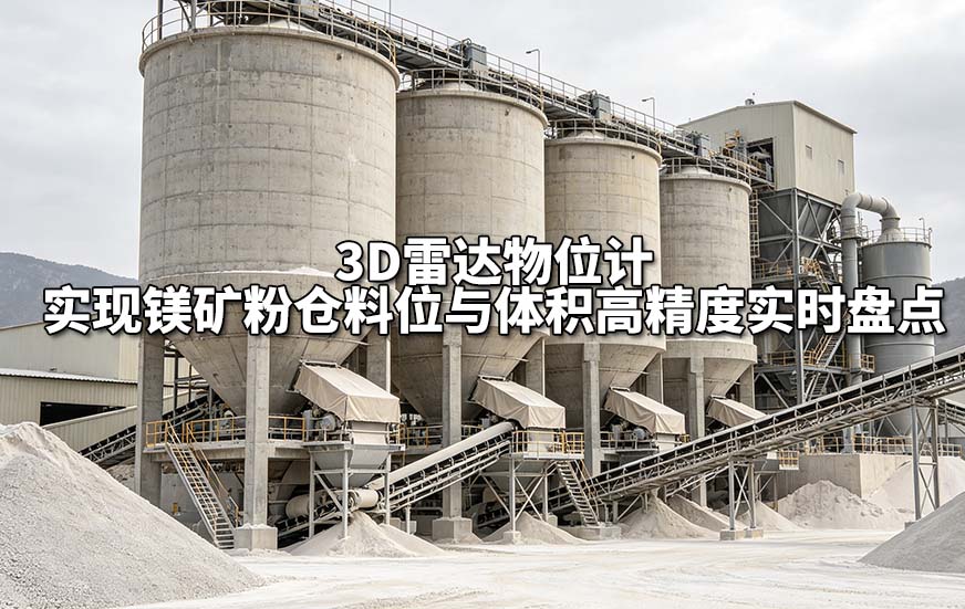 3D雷达物位计实现镁矿粉仓料位与体积高精度实时盘点 3D雷达物位计实现镁矿粉仓料位与体积高精度实时盘点